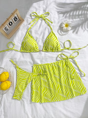 wave halter tie bikinis Sets 3pcs with tie mini thong swimsuits swimwear bathing suit biquini tankini