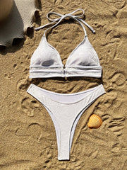 white floral print mesh halter bikini Set two pieces thong swimsuit bathingwear biquini bakini