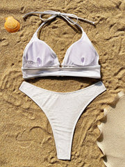 white floral print mesh halter bikini Set two pieces thong swimsuit bathingwear biquini bakini