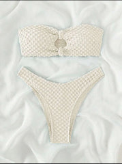 wrinkled bandeau bikinis Sets two pieces bathing suit wear thong bikini swimsuits