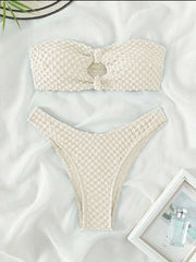 wrinkled bandeau bikinis Sets two pieces bathing suit wear thong bikini swimsuits