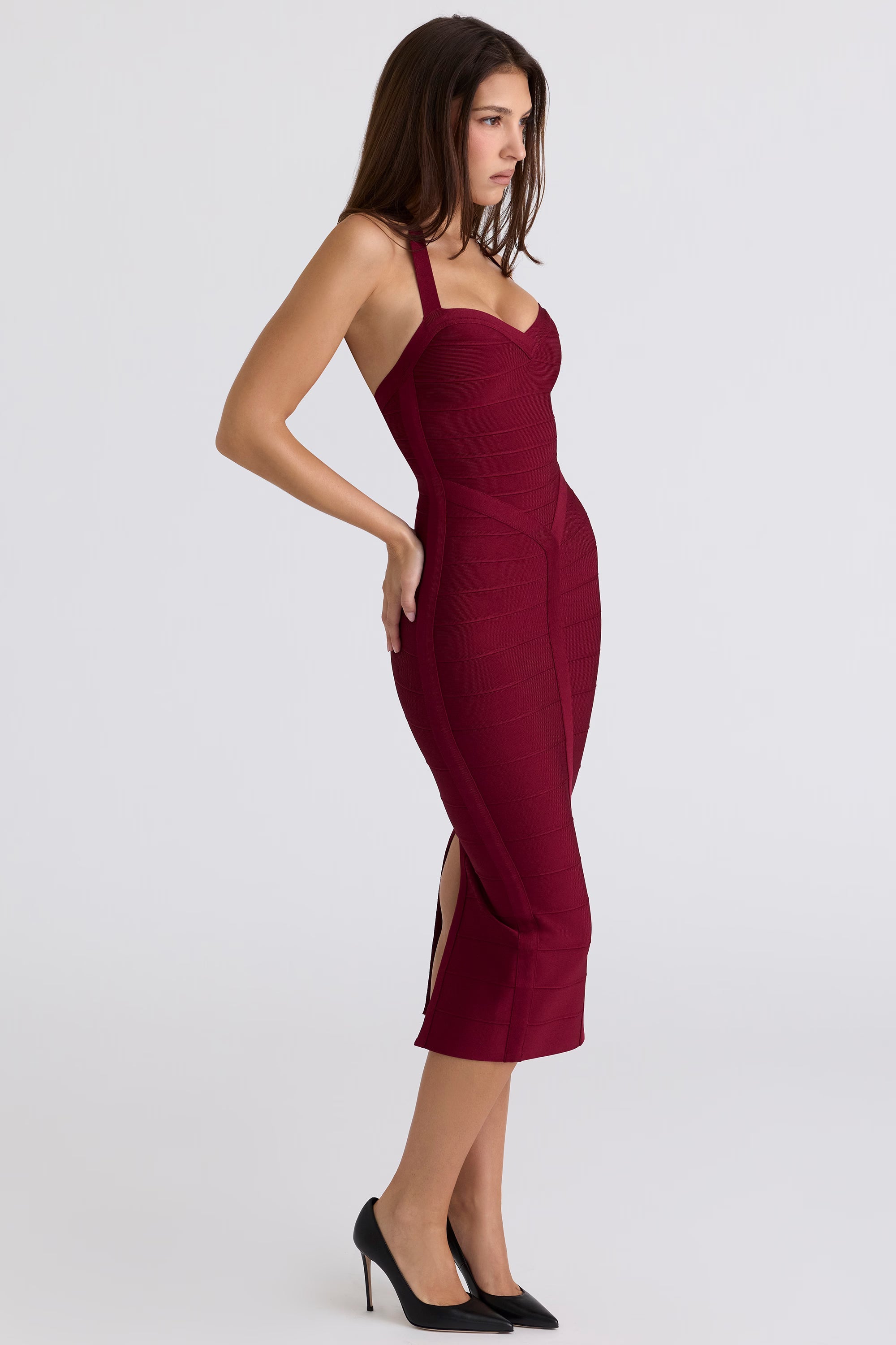 Robe midi à bandage au cou