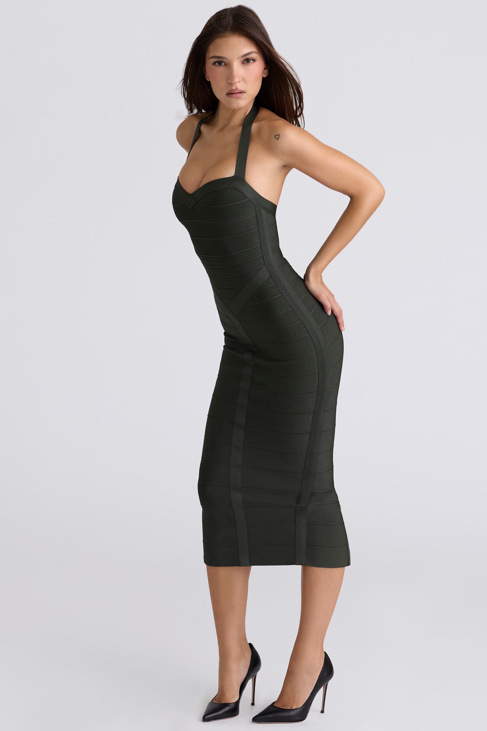 Robe midi à bandage au cou