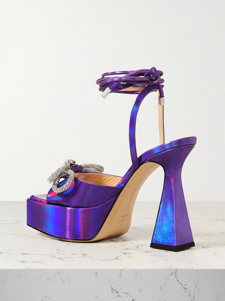 Sparkling Bow Platform Heels