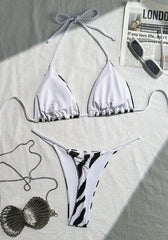 zebra striped micro bikinis Sets two pieces halter patchwork swimsuit bathingwear swimming suit